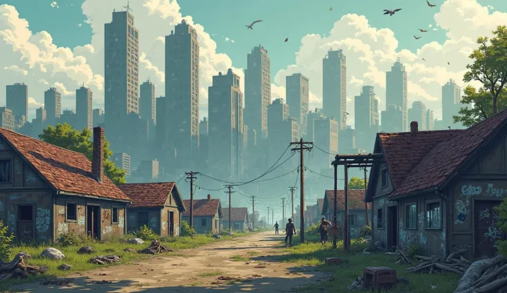 pixel art . apocalypse. zombies . city. farm. generation with in the style of the game project zomboid