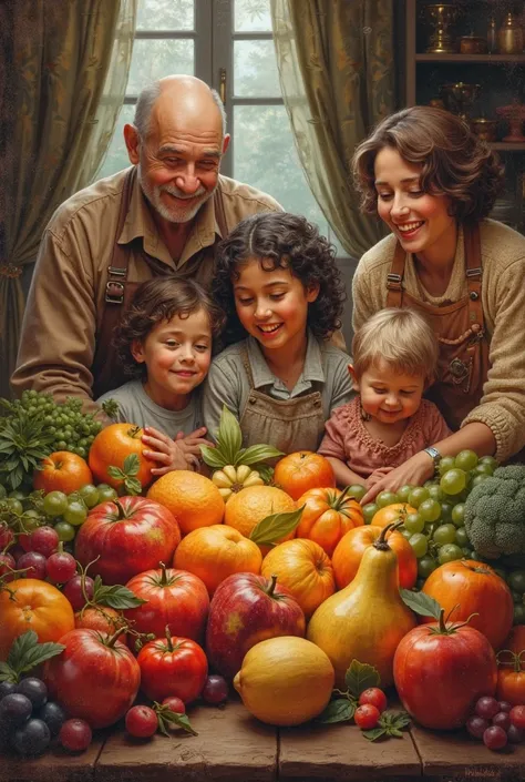 With fruits and family