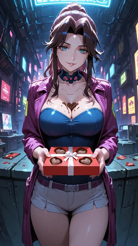 Flay Allster, Cyberpunk, giving chocolate