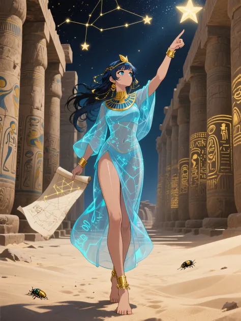 masterpiece, top quality, epic anime illustration, 8K. The guardian of the Karnak Temple, the "Star-Chart Scribe".
(Character De...
