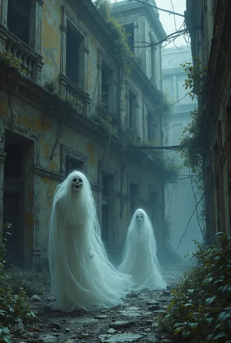 Create a old ghost bulding with ghost