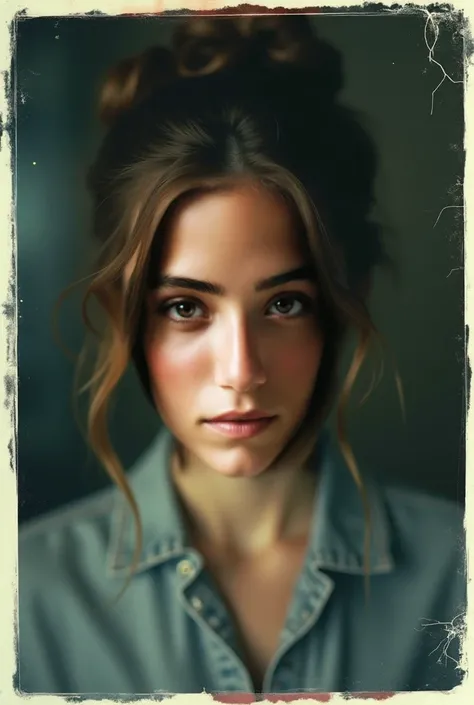 Cute Swedish 18 year old girl , big , halos outward , brown hair pulled back into a messy bun , Bright blue eyes , Foto , filme...