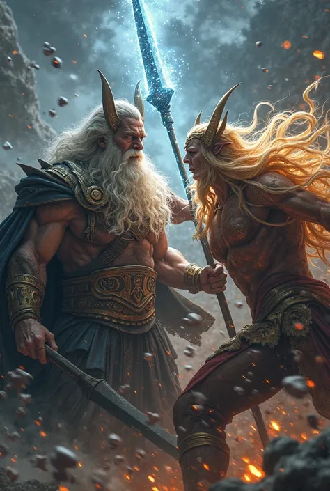 God going through Odin's chest with Gungnir