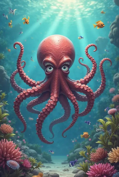 An octopus with the face of a trolface