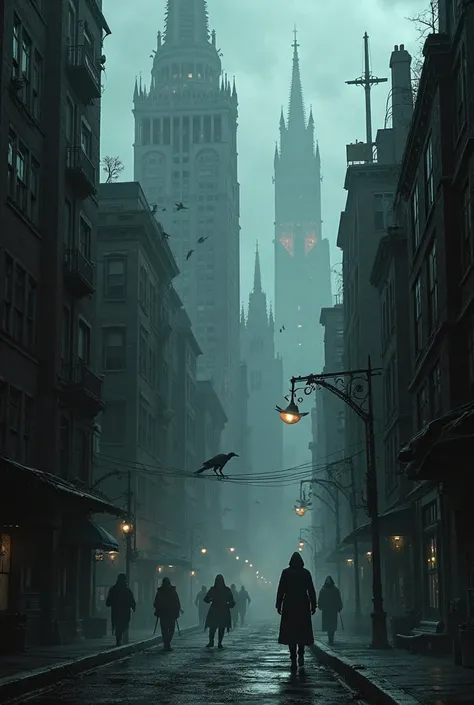 Create a rich city with a ghostly gotham vibe 