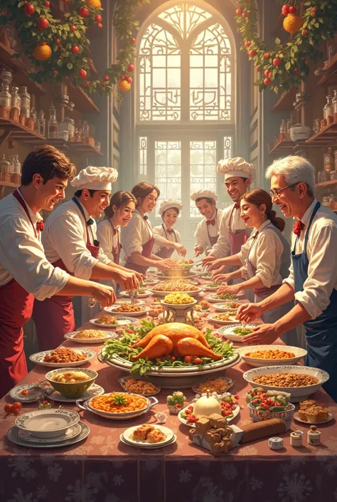 make a picture of the time of compiling a feast during the festive season with size 4:3