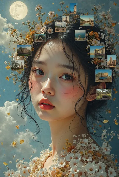 Can you make me a painting that creates a main photo with several photos 