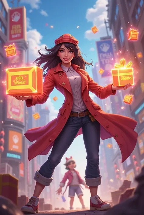 Parody illustration titled "LAZATA" featuring Zata from Arena of Valor reimagined in a shopping-themed setting. Zata is mid-skil...