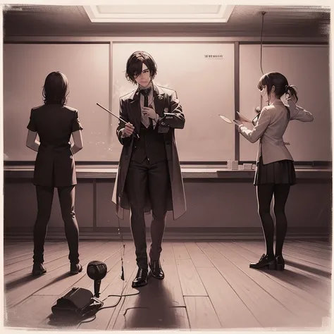 Album-jacket for the indie-rock band “Scarlet Chalk”.
Three teenage musicians (2 boys, 1 girl) stand in front of a large black...