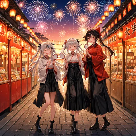 walk through the daytime fair {X}。walk in the lights of food stalls。 The background is a lantern celebrating Lunar New Year in S...