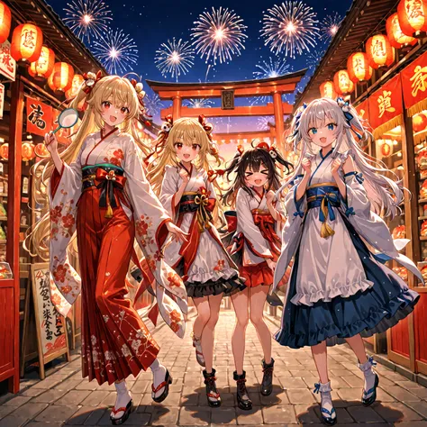 walk through the daytime fair {X}。walk in the lights of food stalls。 The background is a lantern celebrating Lunar New Year in S...