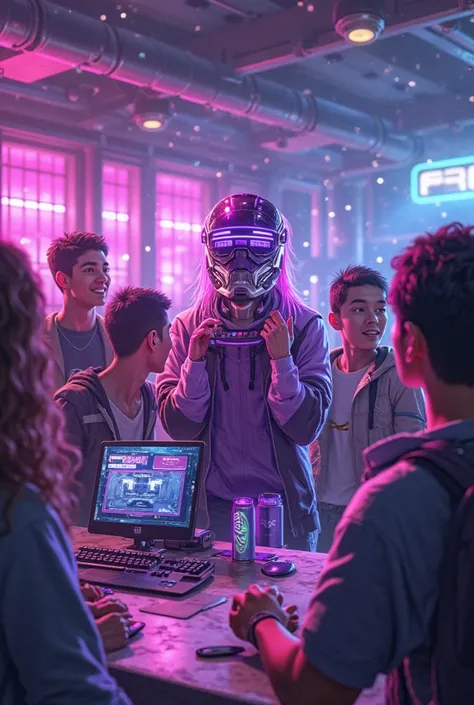 PROMOTION at the Space Game: computer club if you buy a package, you get an energy drink as a gift!  purple details and themes o...