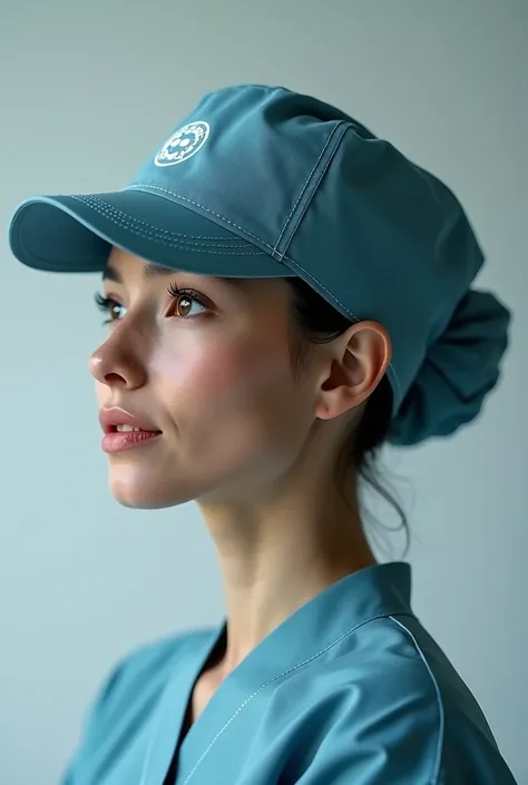 Make a medical hat with that logo and name on the side with elegant design 