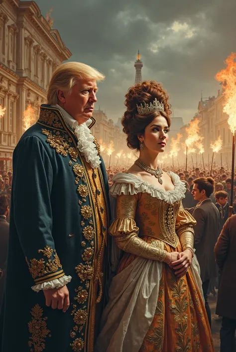 Donald trump and kristi noem visualized as louis xiv and marie antionette during french revolution