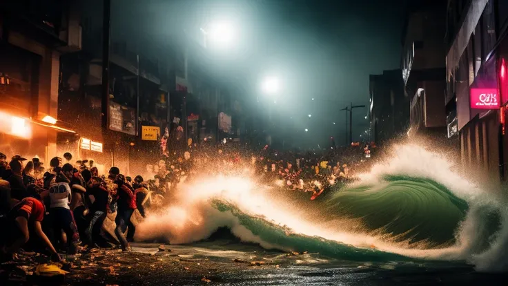 (quality), masterpiece, best quality, photojournalism style, cinematic, chaotic and intense atmosphere, motion blur, dramatic lo...