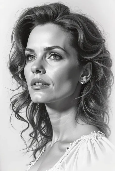 Graphite pencil drawing of a famous movie scene (Kate Beckinsale ), drawn with soft shading 2B , Realistic light, without digita...
