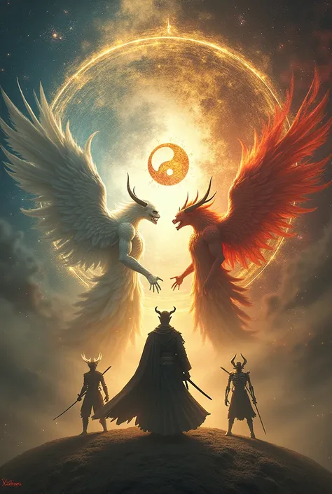 angel,demonio,la parka, ying yang y samurai