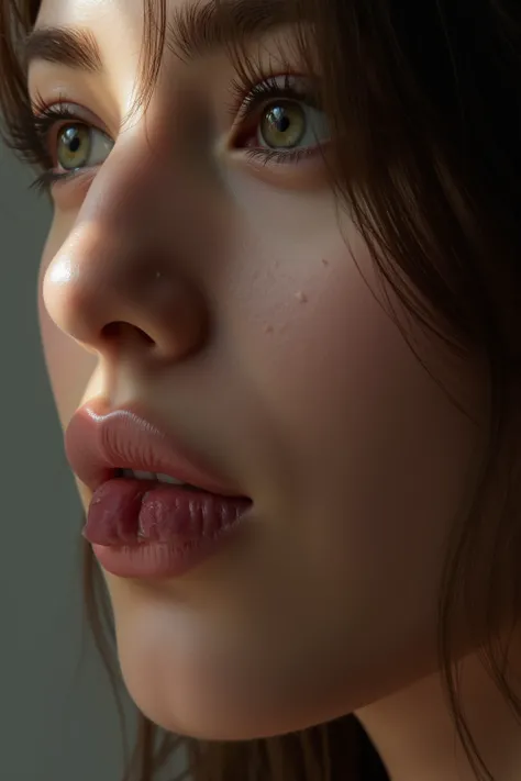 Take a realistic selfie、overflowing with from her slightly open mouth