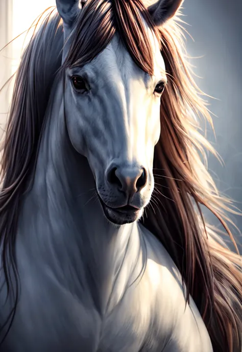 horse, flowing mane, striped, multicolor,
vibrant colors, colorful art style, 
soft lighting, soft shadows, detailed textures, d...