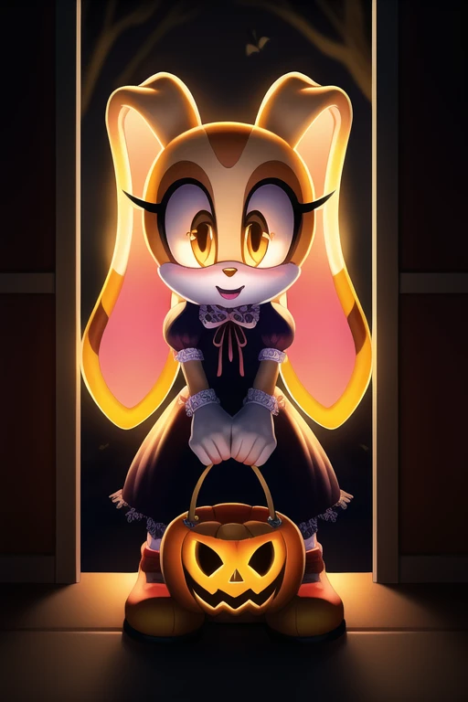 a cartoon cat dressed as a witch with a pumpkin