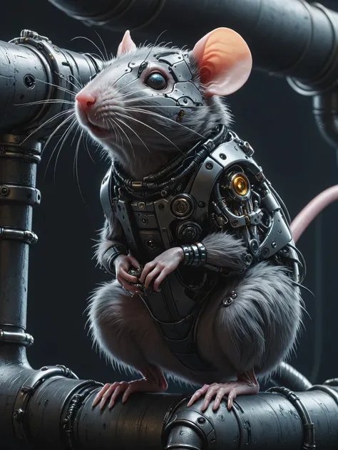 cyberanimals rat on a pipe , cyberpunk <lora:neon_cyberpunk_sdxl_cyberanimals:0.6>, (masterpiece:1.2), best quality, (hyperdetai...