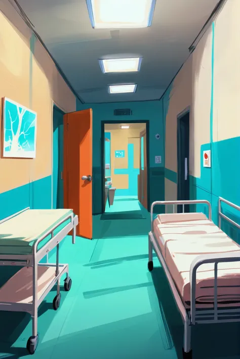 rough digital painting, sketch, anime style, brightly lit interior, in a claustrophobic hospital<lora:envystarlightanimedigitalp...