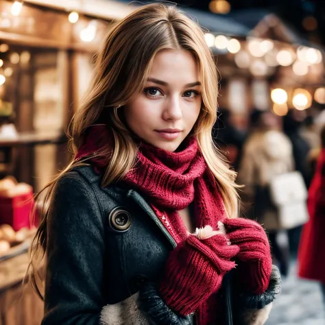 (vienna christmas market, sfw, wool coat, knitted scarf, mittens, browsing festive stalls, early evening:1.35) instagram_influen...