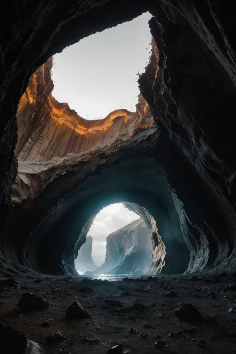 a cave with a hole in the middle of it