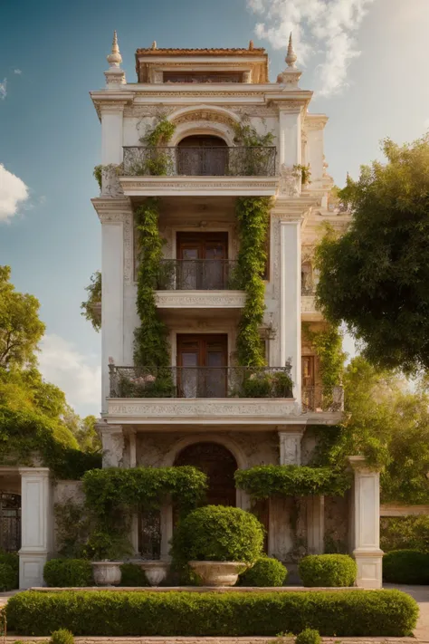 arafed building with a lot of plants growing on the side of it