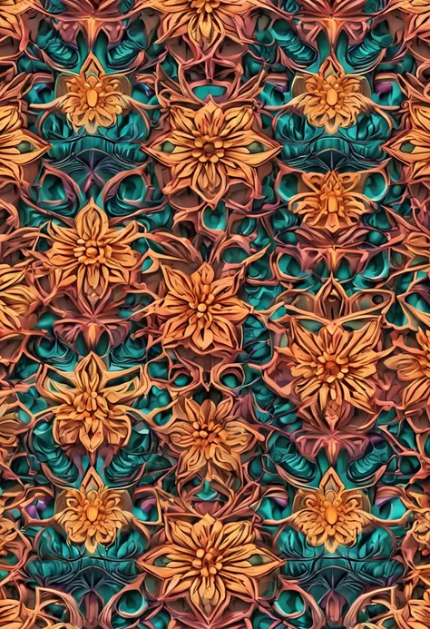 beautiful repeating beautiful kelsang flower pattern in gemstone tones, 3d effect, ultra photo realsisim , pinterres, the hexade...