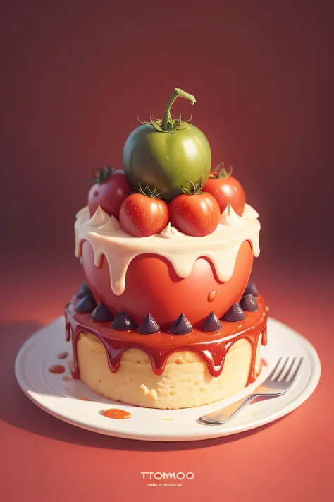 tomatoes are melting、fanciful and cute detailed illustrations、vector-art、cake art、fantasy food、high-quality 4k digital art、conce...