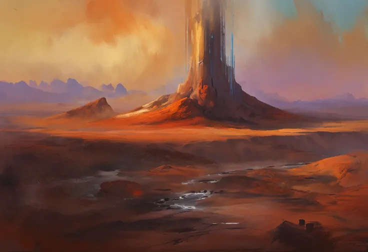 um deserto de areias brancas, com uma grande torre demoniaca ao fundo e um grande buraco negro a cima dessa torre, sci-fi horror...