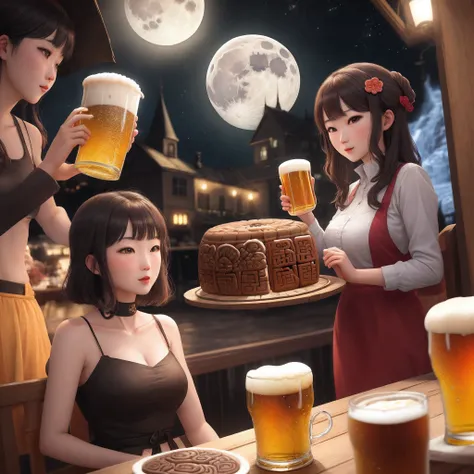 moon cake and beer