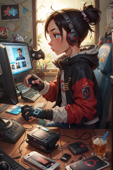 gamer boy, gamer computer, phone, profile picture, apparent computer screen