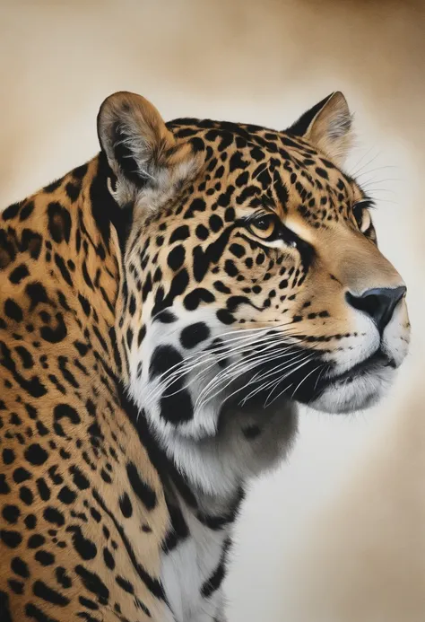Drawing made with ink using a jaguars feather beak