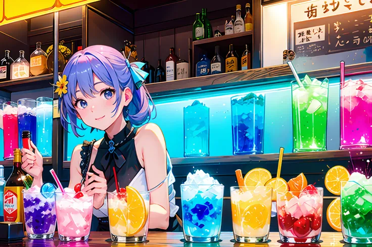 colorful bar ice、beautiful fece、summer