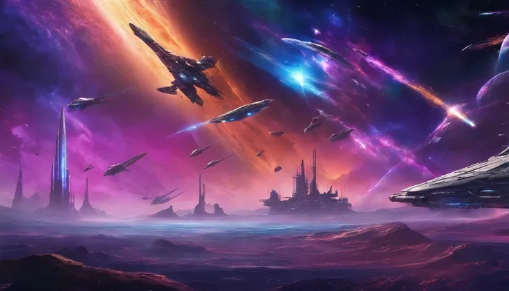 stars, space, nebula, open space, galaxy, blue and purple tones, space opera, greatness, eternity, calm, hyperrealism, spaceship...