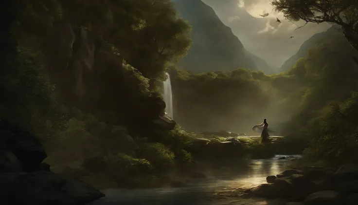 Best quality, Masterpiece, 超高分辨率, (photograph realistic:1.4), surrealism, Dream-like,fusionart, Shadowdancer, shadow magic, dark...