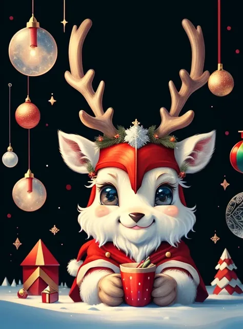 (cute baby reindeer smiling with santa claus), Munchkin ,Geometric multidimensional wall portrait, livro de arte, Tchibi,
Yang08...