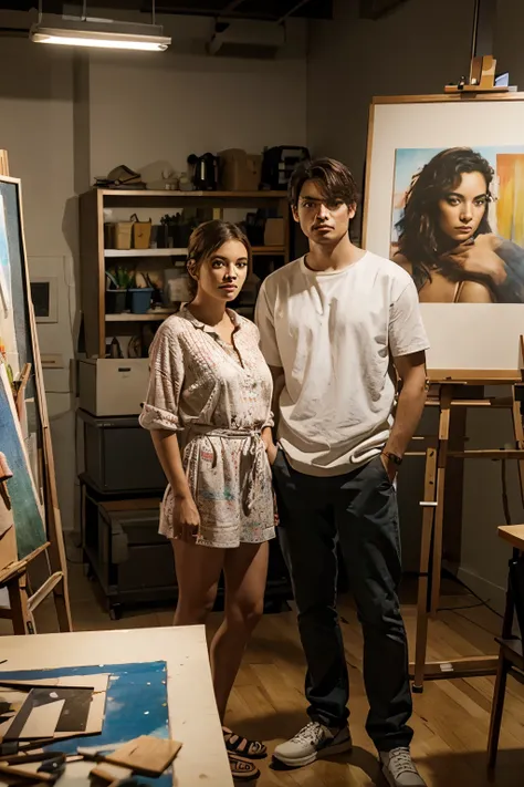 two people standing in an art studio artists