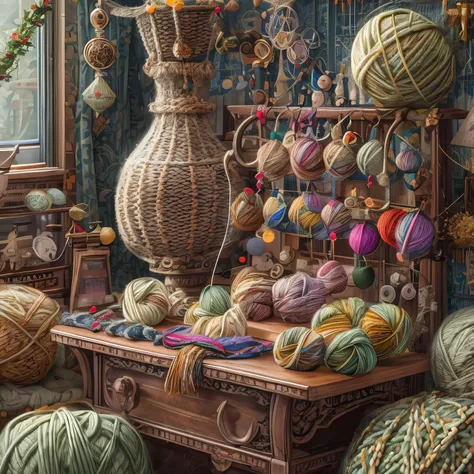 (la best quality,high resolution,super detailed,actual),lovely knitting station，a masterpiece full of fantasy elements）））， （（bes...