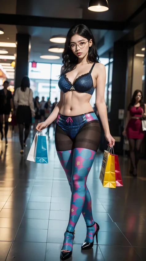 ,(full body:1.5),(((only one girl)):1.4),(view the viewer:1.4),((anatomy correct):1.45),(((dancing in the shopping mall , Perfec...