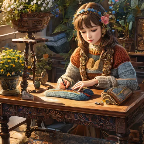 (la best quality,high resolution,super detailed,actual),lovely knitting station，a masterpiece full of fantasy elements）））， （（bes...