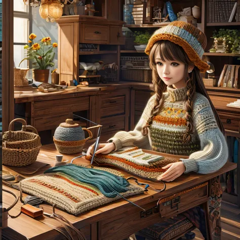 (la best quality,high resolution,super detailed,actual),lovely knitting station，a masterpiece full of fantasy elements）））， （（bes...