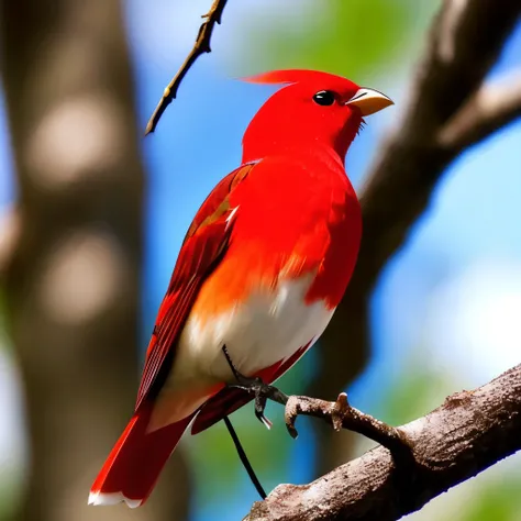 a close up of a bird on a tree with a red head, a photo by Roy Newell, flickr, hurufiyya, mmmmm, large red eyes!!!, closeup!!!!!...