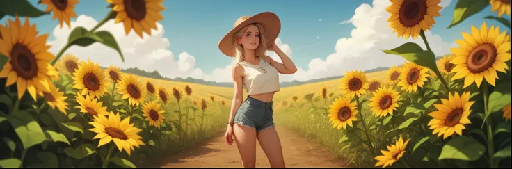 realistic sunflower field