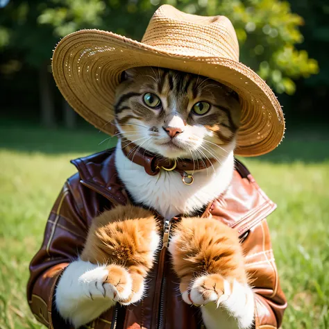  cat wearing a cowboy hat that has cancer