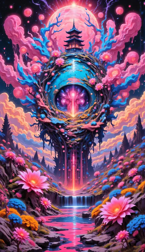 NSFW, (((unrealistic nightmare, Colorful, Fluffy, Abstract, Masterpiece))), Surreal landscape, Distorted shapes, Pastel colors, ...