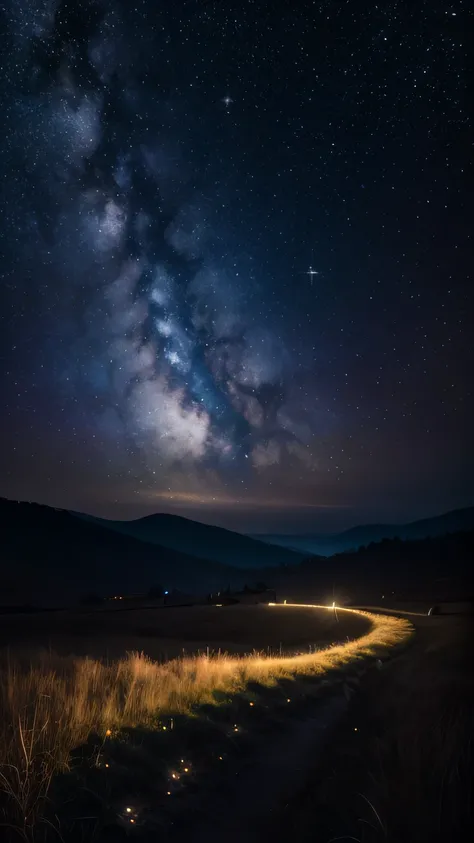 stardust,Starry sky view,Dreamy scene,dark and deep night,sparkling stars embellished,Ambilight,Soft moonlight,extremely detaile...